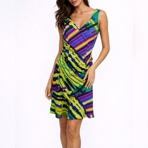 Tracy Reese Party Dress Silk Bold Multicolor Ruched Size 4 NEW